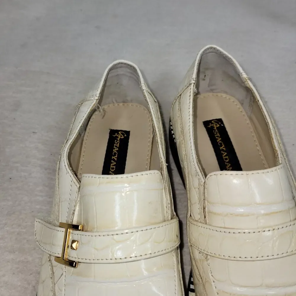 Stacy Adams Shoes Mens Sz 7M Biege Leather Workwear Business Dress Crocodile
